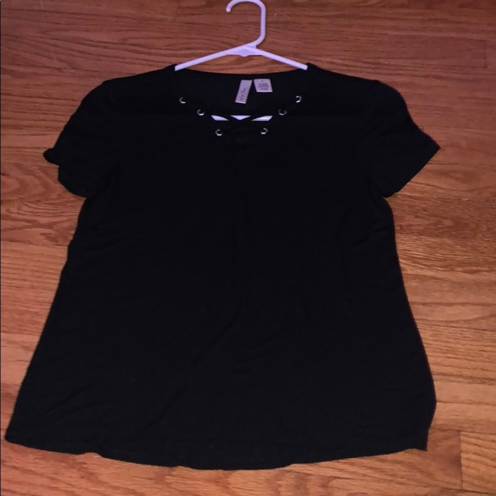 Girls Black V-Neck